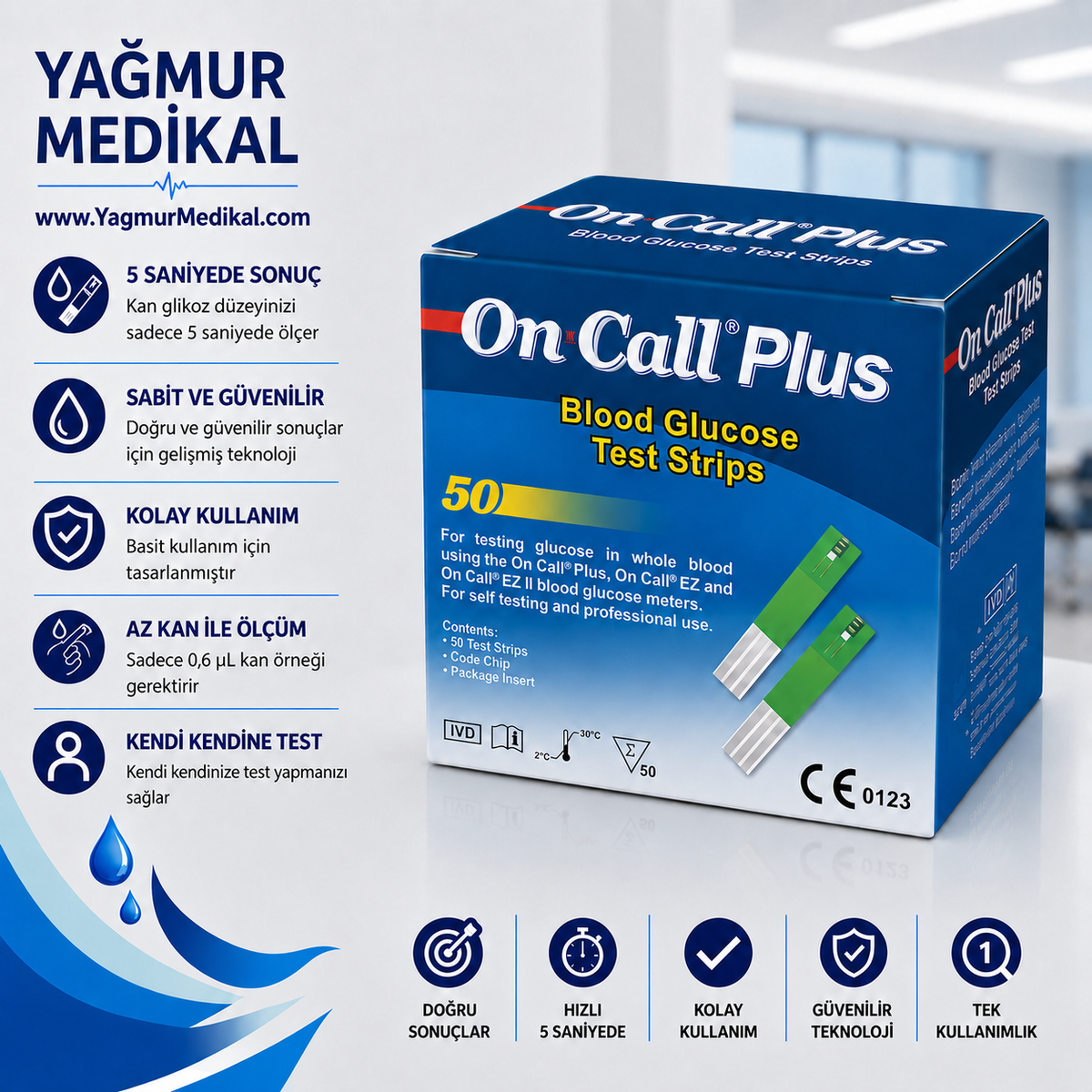 On Call Plus Şeker Ölçüm Stribi 50'li Paket