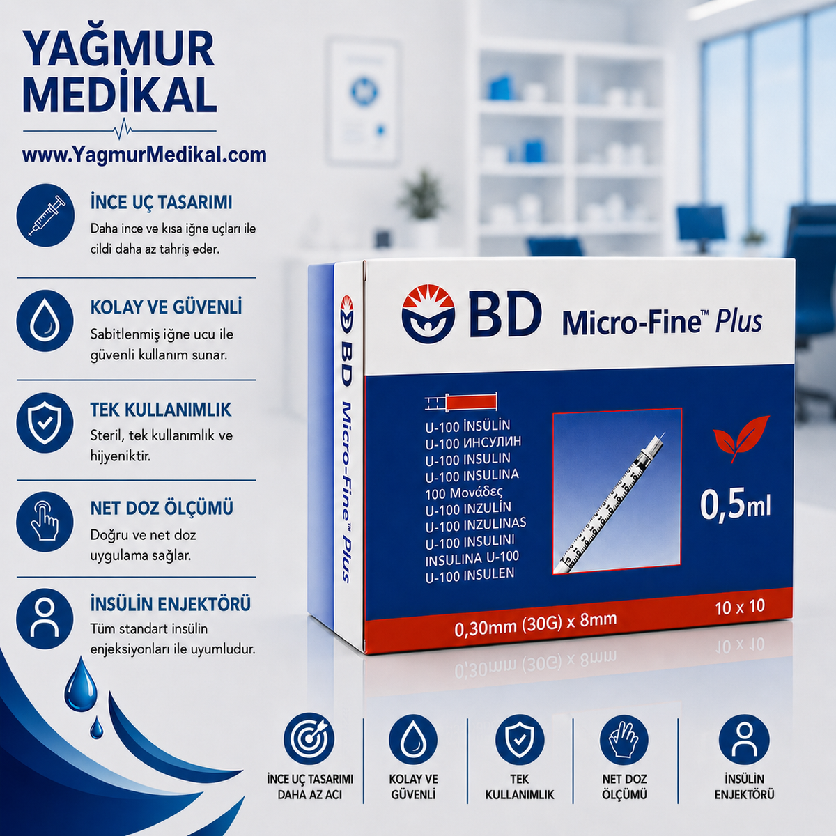 BD Micro-Fine 0,5 ml İnsülin Enjektör