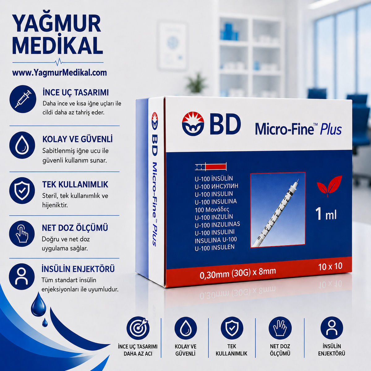 BD Micro-Fine 1 ml İnsülin Enjektörü