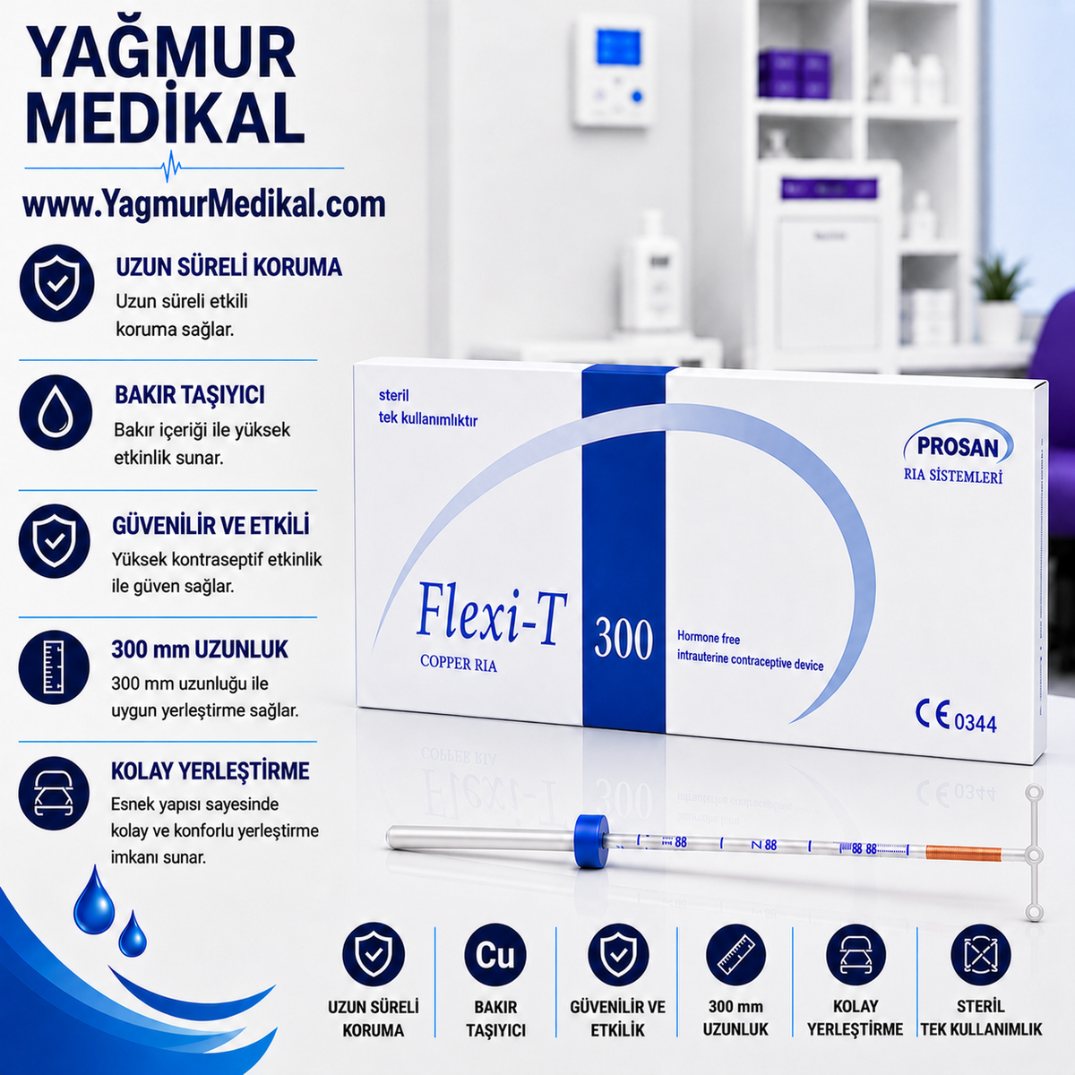Prosan Flexi T 300 RIA (Mavi) | Bakırlı Rahim İçi Araç