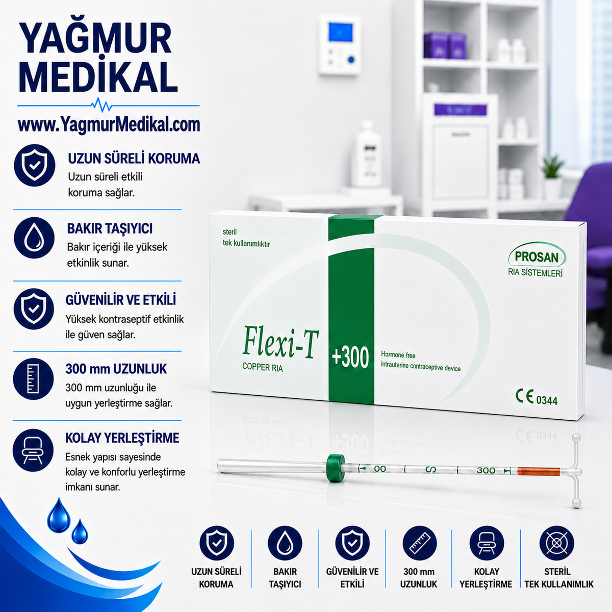Prosan Flexi T+300 RIA (Yeşil) | Bakırlı Rahim İçi Araç